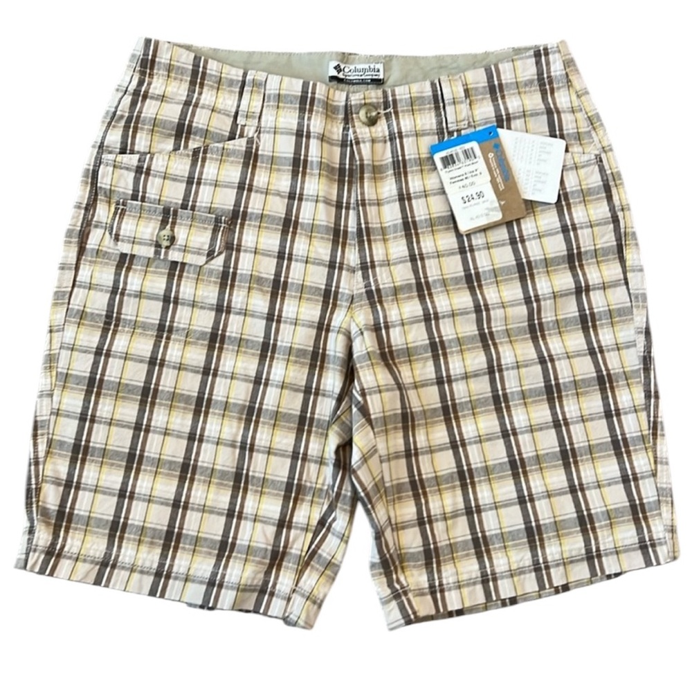 NWT $40 Columbia Tryson Creek Womens Shorts Size‎ 8 M Plaid Hiking Biking Sports